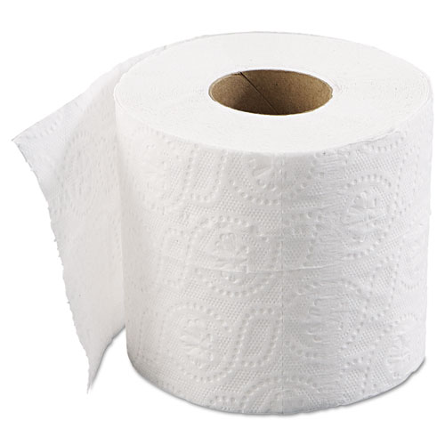 Image of Two-Ply Toilet Tissue, Standard, Septic Safe, White, 4 x 3, 500 Sheets/Roll, 96/Carton
