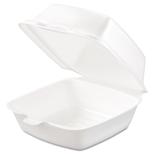 Image of Dart® Foam Hinged Lid Containers, 5.38 X 5.5 X 2.88, White, 500/Carton