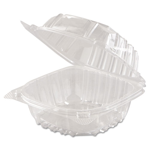 Image of Dart® Clearseal Hinged-Lid Plastic Containers, 5.8 X 6 X 3, Clear, Plastic, 125/Pack, 4 Packs/Carton