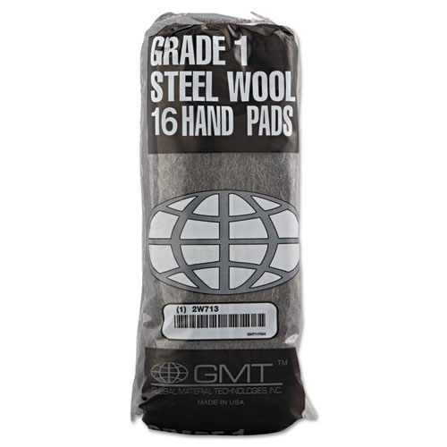 Industrial-Quality Steel Wool Hand Pad, #1 Medium, 16/pack, 192/carton
