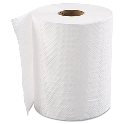 Hardwound Roll Towels, 1-Ply, 8" x 600 ft, White, 12 Rolls/Carton