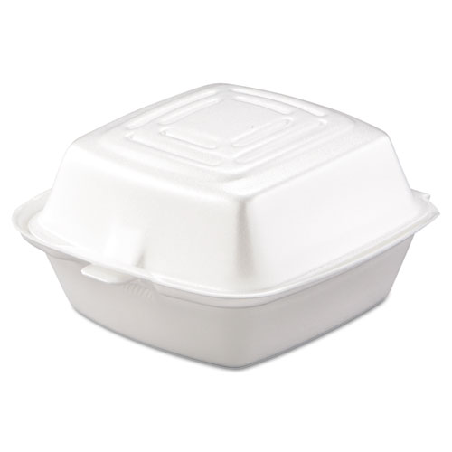Dart® Foam Hinged Lid Containers, 5.38 x 5.5 x 2.88, White, 500/Carton