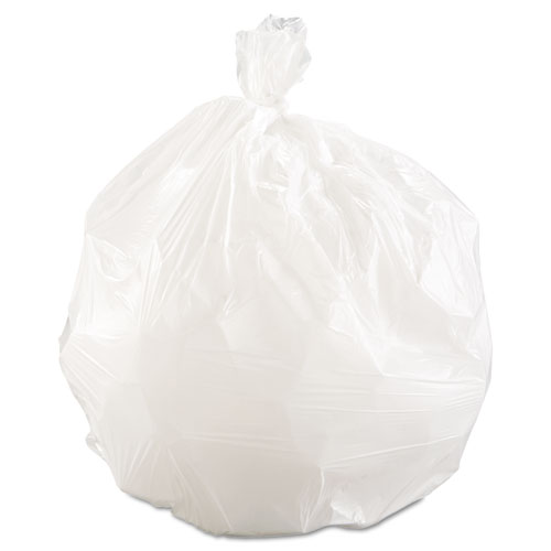 Image of Low-Density Waste Can Liners, 16 gal, 0.4 mil, 24" x 32", White, 25 Bags/Roll, 20 Rolls/Carton