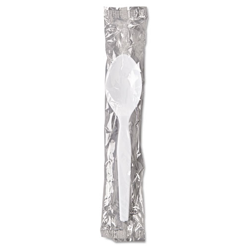 Individually Wrapped Polystyrene Cutlery, Teaspoons, White, 1,000/Carton