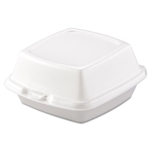 Dart® Foam Hinged Lid Containers, 6 x 5.78 x 3, White, 500/Carton