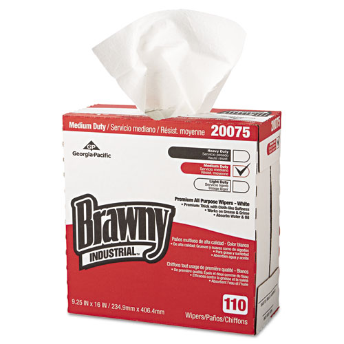 Brawny® Professional Tall Dispenser All-Purpose DRC Wipers, 9.25 x 16, White, 110/Box 10 Boxes/Carton