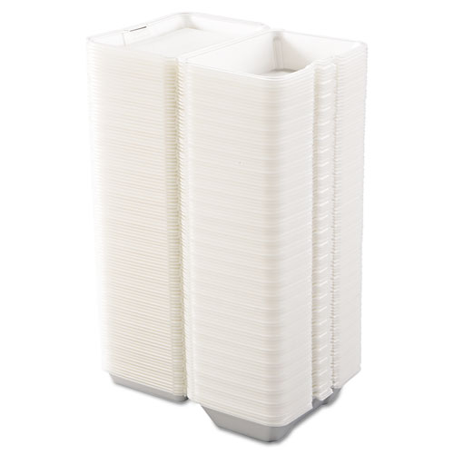 Image of Dart® Foam Hinged Lid Containers, 1-Compartment, 6.4 X 9.3 X 2.9, White, 100/Pack, 2 Packs/Carton