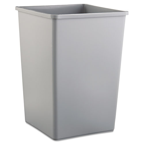 Image of Rubbermaid® Commercial Untouchable Square Waste Receptacle, 35 Gal, Plastic, Gray