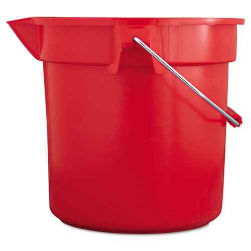 Image of Rubbermaid® Commercial Brute Round Utility Pail, 14 Qt, Plastic, Red, 12" Dia