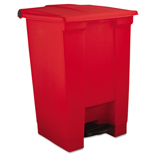 Image of Indoor Utility Step-On Waste Container, 12 gal, Plastic, Red