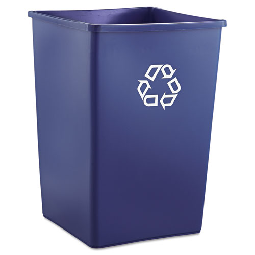 Recycling Container, Square, Plastic, 35gal, Blue