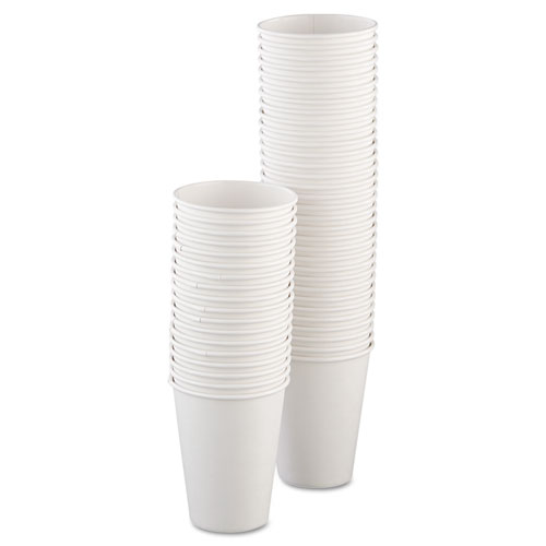 Image of Solo® Single-Sided Poly Paper Hot Cups, 12 Oz, White, 50/Bag, 20 Bags/Carton