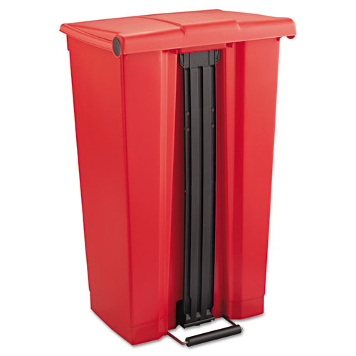 Image of Indoor Utility Step-On Waste Container, 23 gal, Plastic, Red