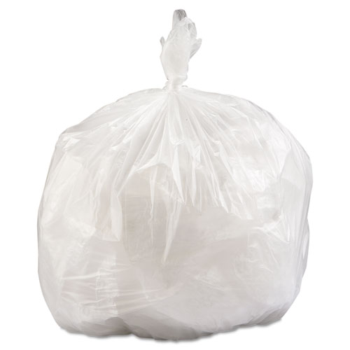 Image of High-Density Commercial Can Liners Value Pack, 33 gal, 14 microns, 33" x 39", Clear, 25 Bags/Roll, 10 Rolls/Carton