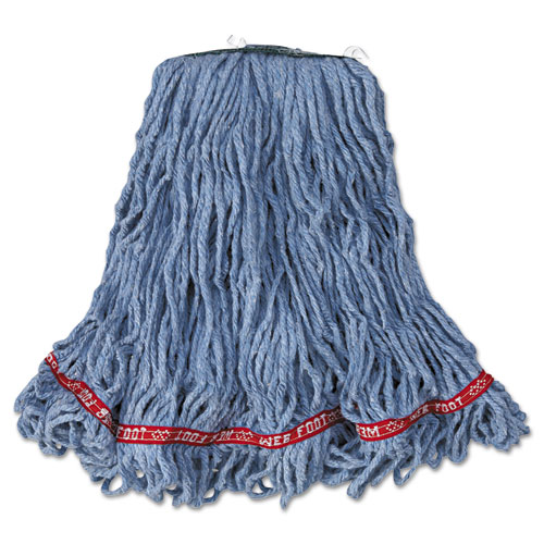 Web Foot Looped-End Wet Mop Head, Cotton/synthetic, Medium Size, Blue, 6/carton