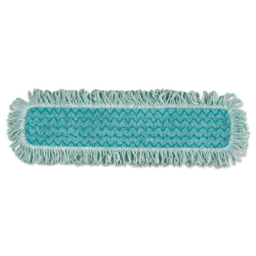 Single Sided Rubbermaid Commercial HYGEN Microfiber Mop Pad with Fringe Green 36-Inch