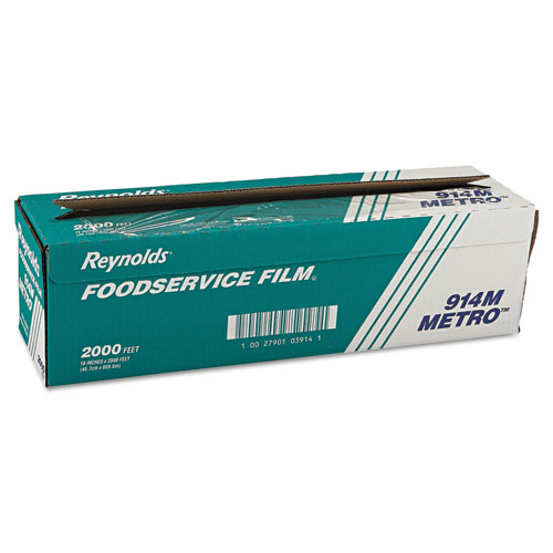 Reynolds Wrap® Metro Light-Duty PVC Film Roll with Cutter Box, 18" x 2,000 ft, Clear