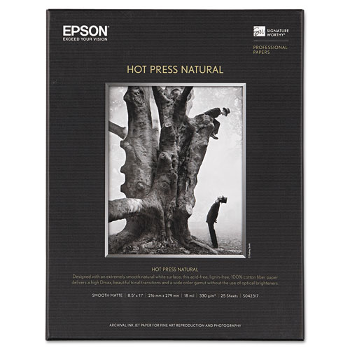 Epson Hot Press Bright Fine Art Paper Roll, 16 mil, 17 x 50 ft, Smooth  Matte White (S042333)
