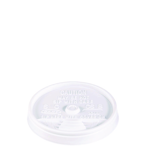 Dart® Sip Thru Lids, Fits 10 Oz To 12 Oz Foam Cups, Plastic, White, 1,000/Carton