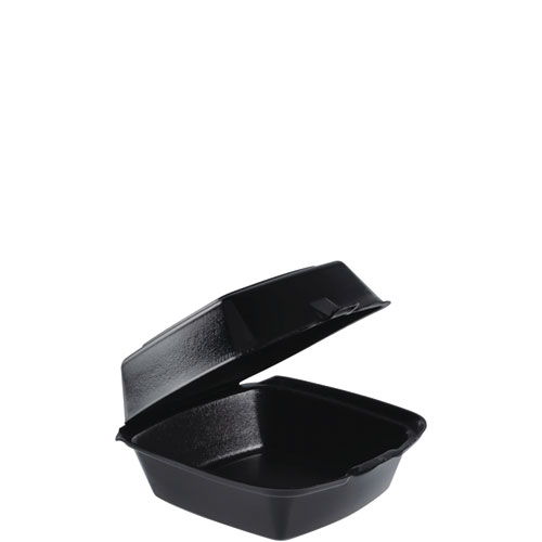 Foam Hinged Lid Containers, Large Sandwich, 6 x 5.9 x 3, Black, 125/Bag, 4 Bags/Carton