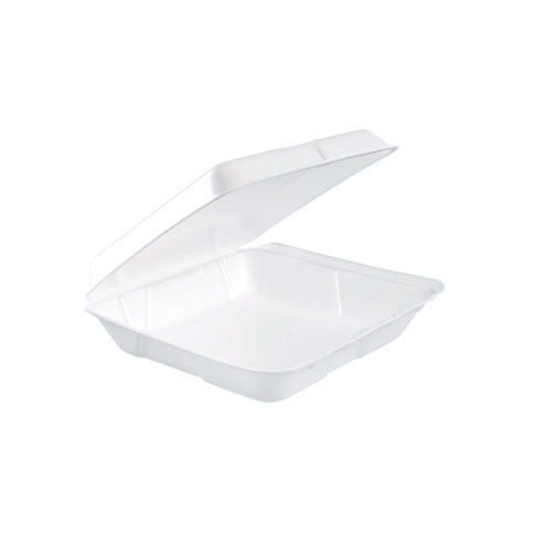 Dart® Foam Hinged Lid Containers, 8 X 8 X 2.25, White, 200/Carton