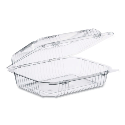Dart® StayLock Clear Hinged Lid Containers, 7.8 x 8.3 x 3, Clear, Plastic, 125/Bag, 2 Bags/Carton
