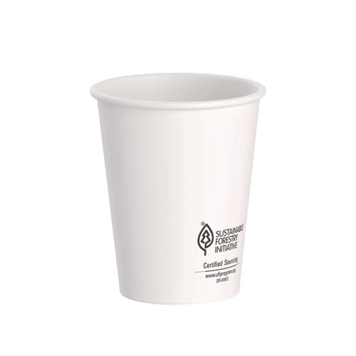 Image of Thermoguard Insulated Paper Hot Cups, 8 oz, White Sustainable Forest Print, 40/Pack
