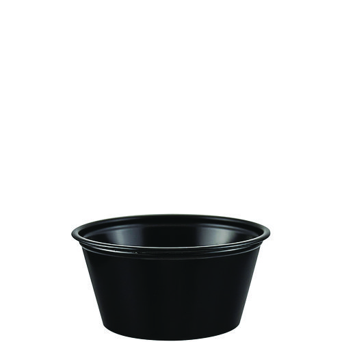 Polystyrene Portion Cups, 2 oz, Black, 250/Bag, 10 Bags/Carton