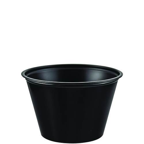 Image of Dart® Polystyrene Portion Cups, 4 Oz, Black, 250/Bag, 10 Bags/Carton