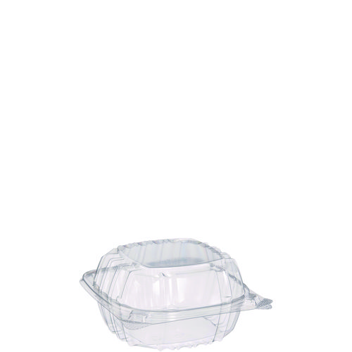 Dart® ClearSeal Hinged-Lid Plastic Containers, 5.8 x 6 x 3, Clear, Plastic, 125/Pack, 4 Packs/Carton