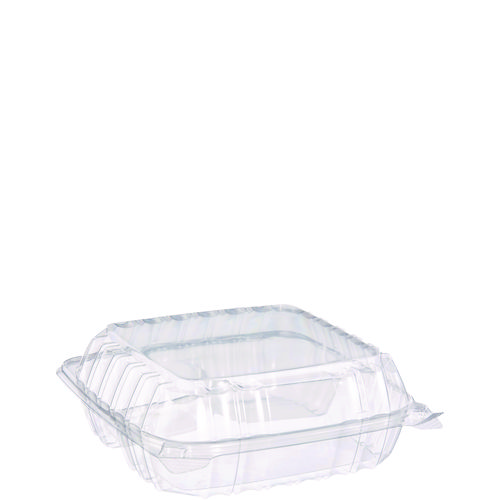 ClearSeal Hinged-Lid Plastic Containers, 8.25 x 8.25 x 3, Clear, Plastic, 125/Pack, 2 Packs/Carton
