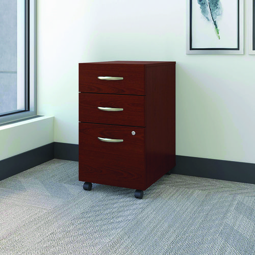 Series C Mobile Pedestal File, Left or Right, 3-Drawers: Box/Box/File, Legal/Letter/A4/A5, Mahogany, 15.75" x 20.25" x 27.88"