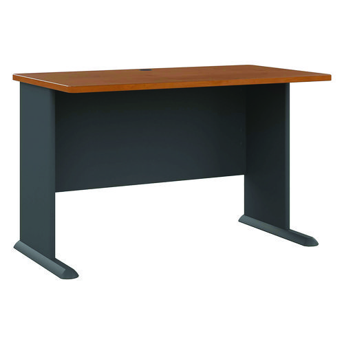 Series A Collection Workstation Desk, 47.63" x 26.88" x 29.88", Natural Cherry/Slate Gray
