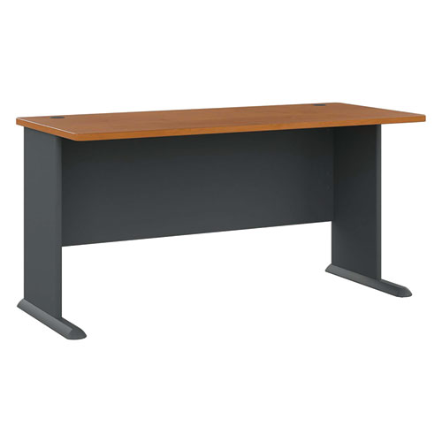 Series A Collection Workstation Desk, 59.63" x 26.88" x 29.88", Natural Cherry/Slate Gray