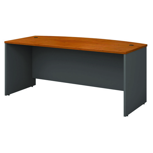Bush® Series C Collection Bow Front Desk, 71.13" X 36.13" X 29.88", Natural Cherry/Graphite Gray