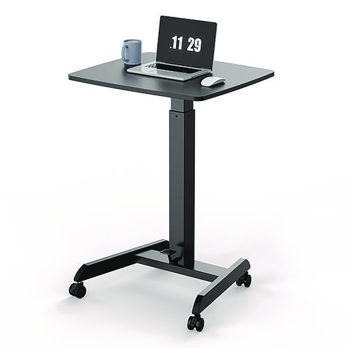 Mobile Sit-to-Stand Desk, 23.5 x 20.5 x 29.75 to 44.25, Black