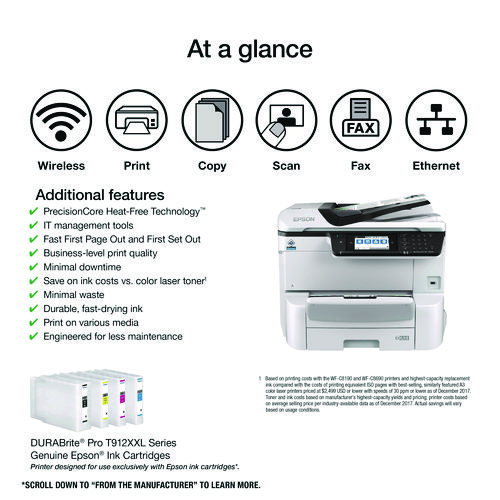 WorkForce Pro WF-C8690 Color Multifunction Printer, Copy/Fax/Print/Scan