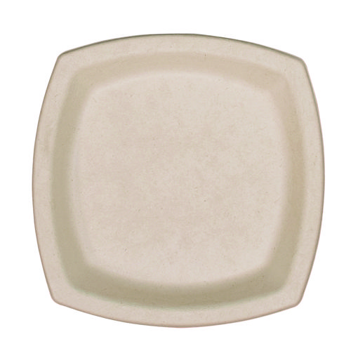 Image of Compostable Fiber Dinnerware, ProPlanet Seal, Plate, 6.7 x 6.7, Tan, 125/Pack