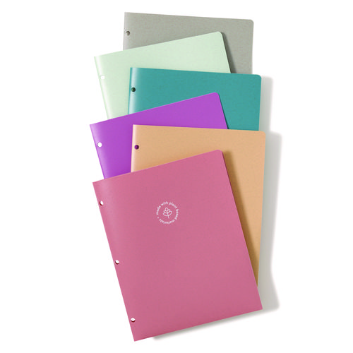Image of U-Eco Poly Two-Pocket Folders, Three-Hole Punched, Poly/Wheat Straw, 11 x 8.5, Assorted,12/Pack