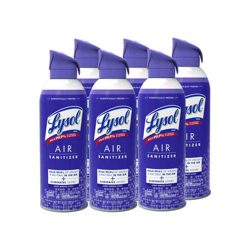 Image of Air Sanitizer Spray, Light Breeze Scent, 10 oz Aerosol Can, 6/Carton