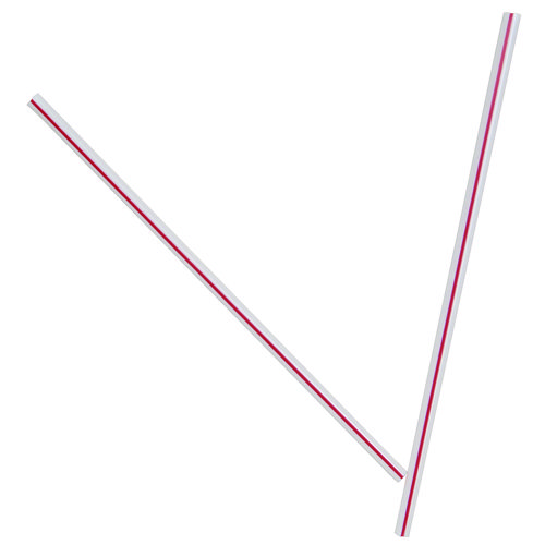 Unwrapped Hollow Stir-Straws, 5.5", Plastic, White/Red Stripe, 1,000/Box