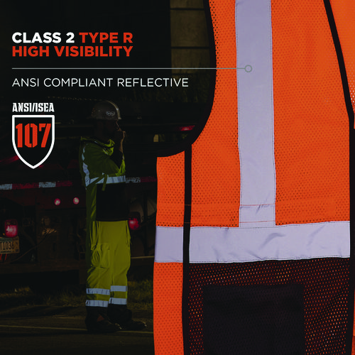 GloWear 8210Z Hi-Vis Class 2 Mesh Vest, 4X-Large to 5X-Large, Orange