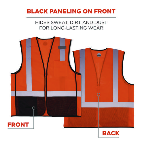 GloWear 8210Z Hi-Vis Class 2 Mesh Vest, 4X-Large to 5X-Large, Orange