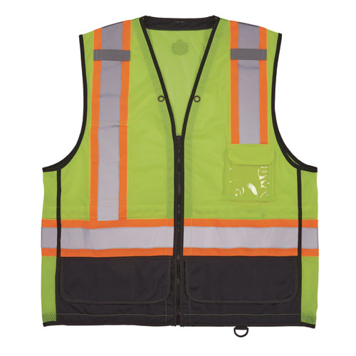 ergodyne® GloWear 8251HDZ Class 2 Two-Tone Hi-Vis Safety Vest, 2X-Large to 3X-Large, Lime, Ships in 1-3 Business Days