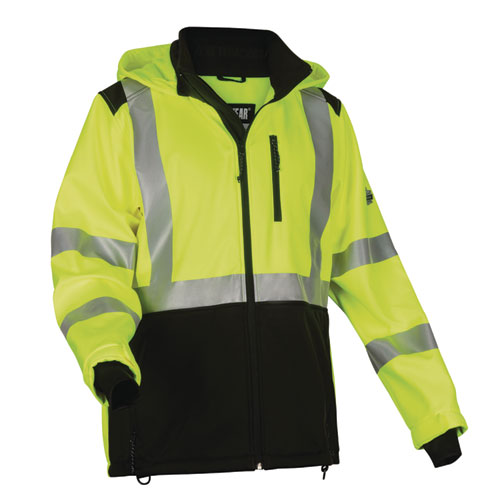 GloWear 8353 Class 3 Hi-Vis Softshell Water-Resistant Jacket, Large, Lime, Ships in 1-3 Business Days
