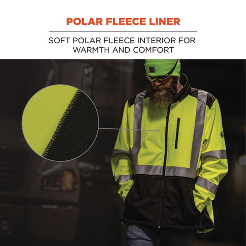 GloWear 8353 Class 3 Hi-Vis Softshell Water-Resistant Jacket, X-Large, Lime