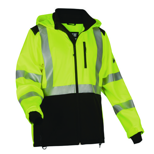 GloWear 8353 Class 3 Hi-Vis Softshell Water-Resistant Jacket, 3X-Large, Lime, Ships in 1-3 Business Days