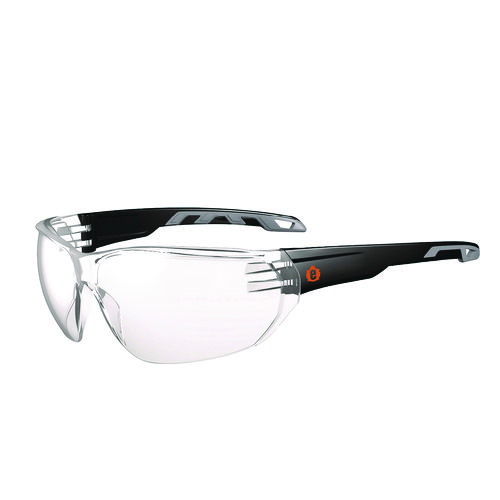 ergodyne® Skullerz VALI Anti-Scratch/Enhanced Anti-Fog Safety Glasses, Matte Black Frameless, Clear PolyCarb Lens,Ships in 1-3 Bus Days