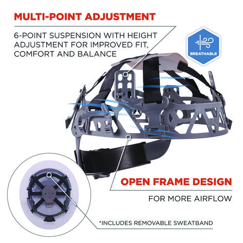 Image of Skullerz 8968 Class C Lightweight Full Brim Hard Hat, Adjustable Venting, 6-Point Rachet Suspension, White