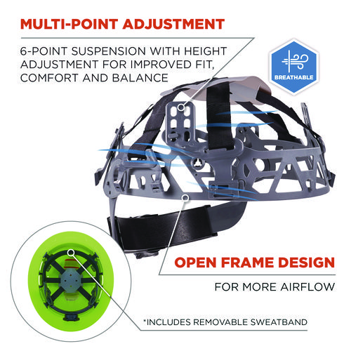 Image of Skullerz 8968 Class C Lightweight Full Brim Hard Hat, Adjustable Venting, 6-Point Rachet Suspension, Lime